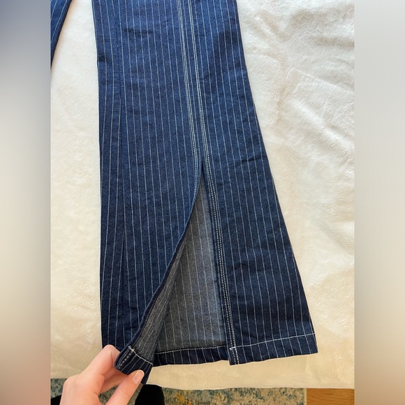 Flare pinstripe denim pants - Picture 2 of 5